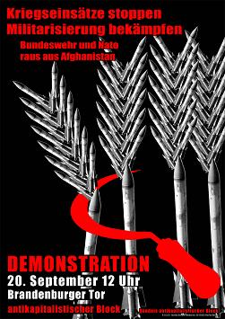Plakat zur Demo gegen den Afghanistankrieg