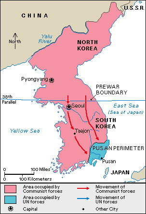 Koreakrieg bis Sept. 1950 (Pusan Perimeter)